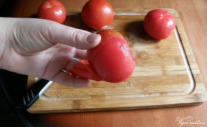 как снять с помидора кожицу
