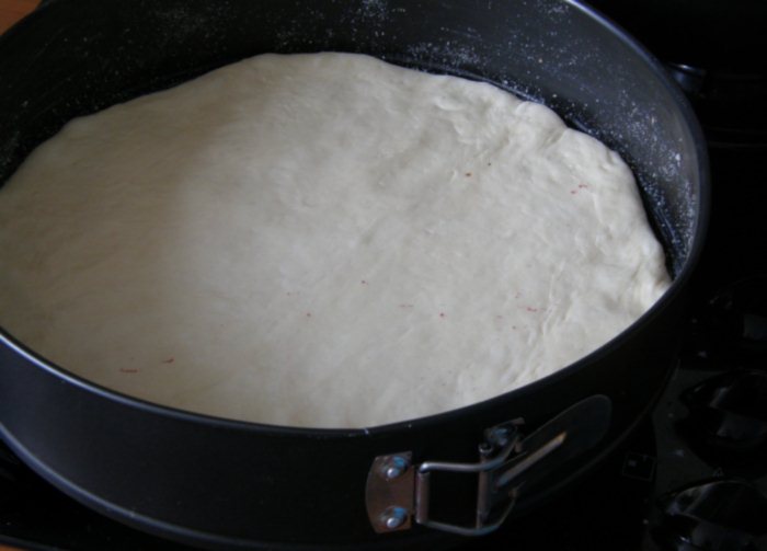выложите тесто в разъёмную форму